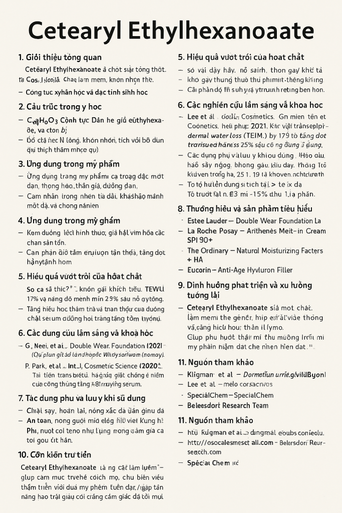 Cetearyl Ethylhexanoate La Hoat Chat Gi Cong Dung Trong Duoc My Pham