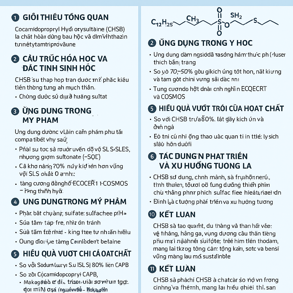 Cocamidopropyl Hydroxysultaine La Hoat Chat Gi Cong Dung Trong Duoc My Pham