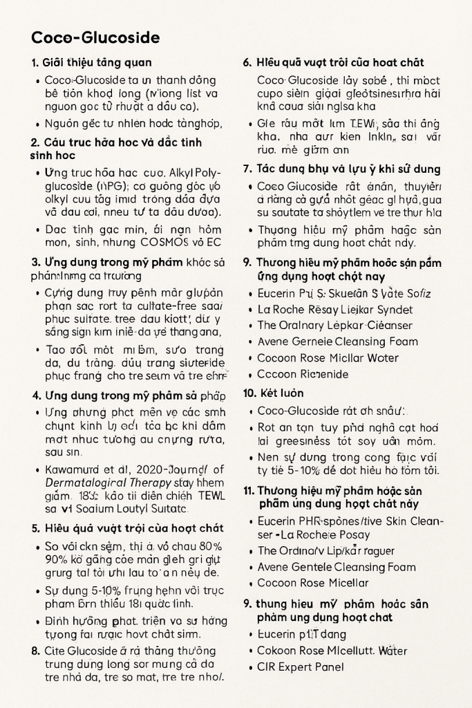 Coco Glucoside La Hoat Chat Gi Cong Dung Trong Duoc My Pham