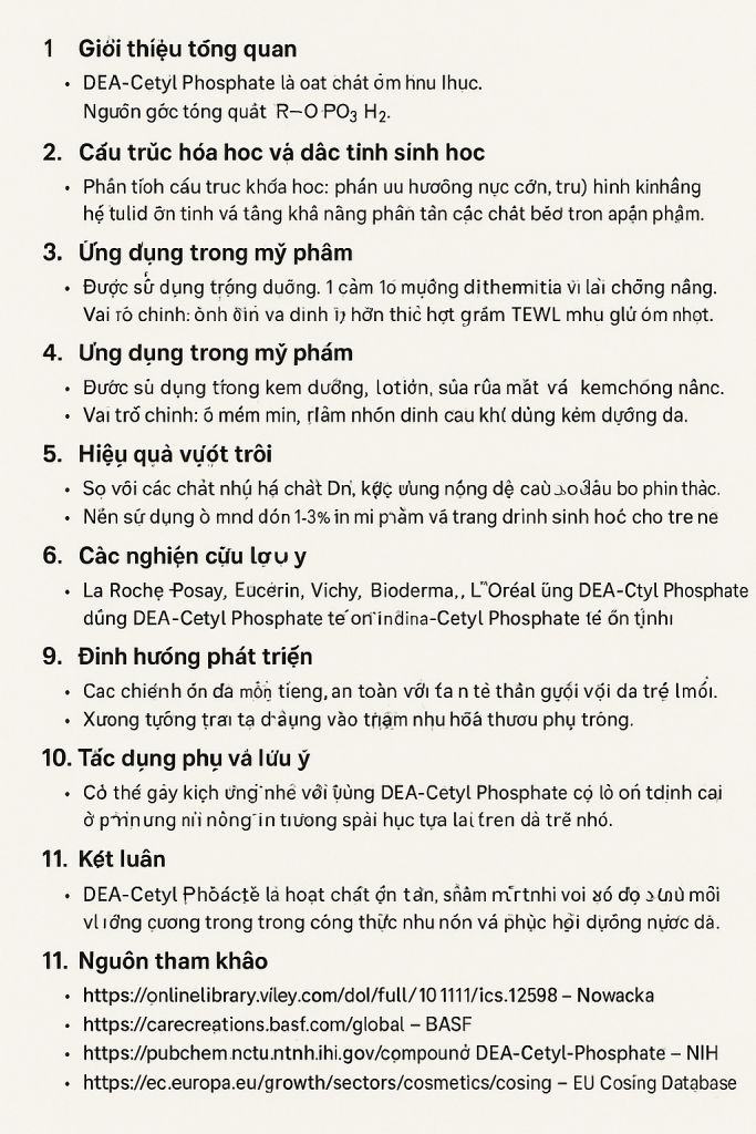 DEA Cetyl Phosphate La Hoat Chat Gi Cong Dung Trong Duoc My Pham