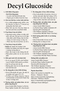 Decyl Glucoside La Hoat Chat Gi Cong Dung Trong Duoc My Pham