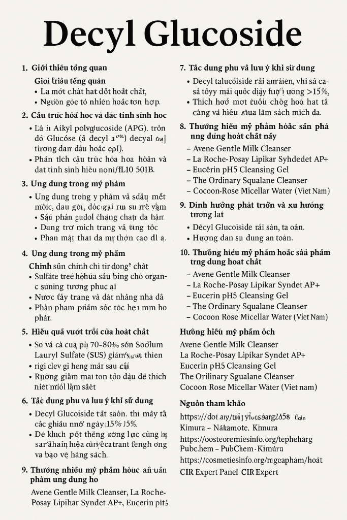 Decyl Glucoside La Hoat Chat Gi Cong Dung Trong Duoc My Pham