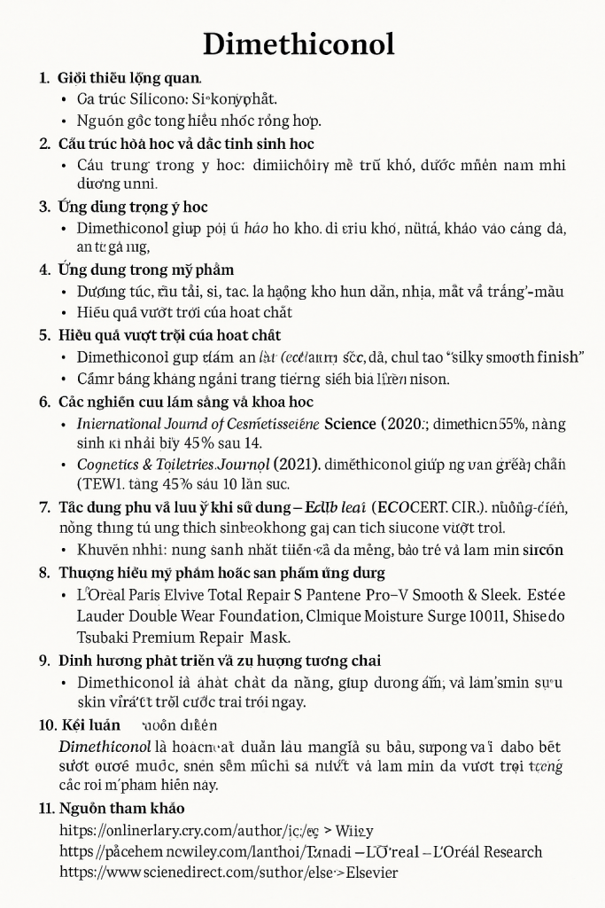 Dimethiconol La Hoat Chat Gi Cong Dung Trong Duoc My Pham