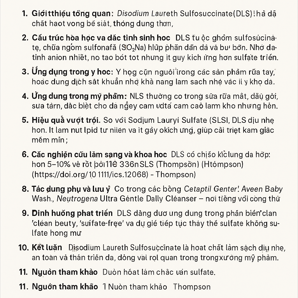 Disodium Laureth Sulfosuccinate La Hoat Chat Gi Cong Dung Trong Duoc My Pham
