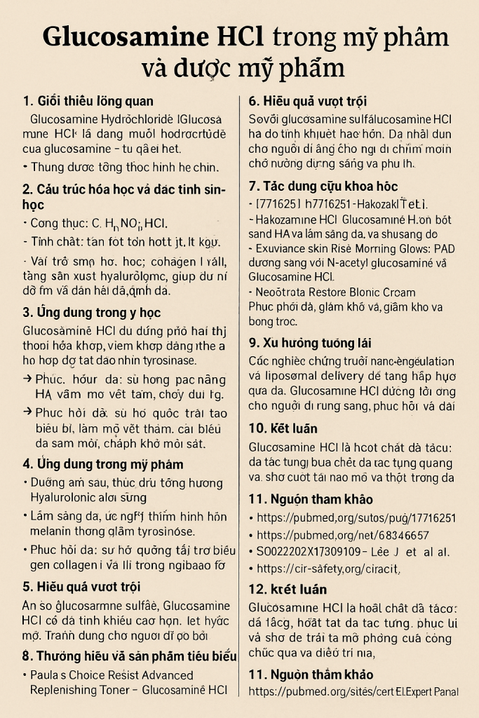 Glucosamine HCl La Hoat Chat Gi Cong Dung Trong Duoc My Pham