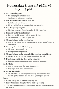 Homosalate La Hoat Chat Gi Cong Dung Trong Duoc My Pham