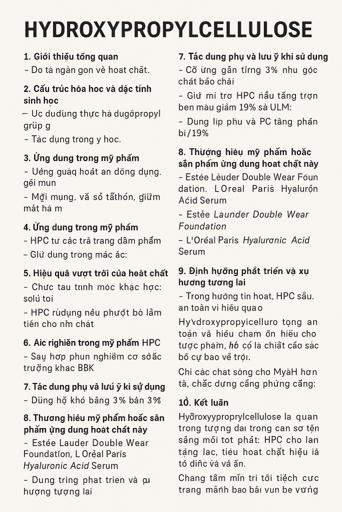 Hydroxypropylcellulose La Hoat Chat Gi Cong Dung Trong Duoc My Pham