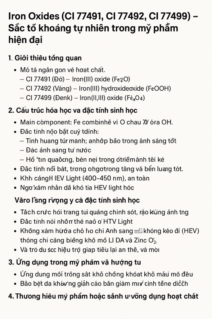 Iron Oxides CI 77491 77492 77499 La Hoat Chat Gi Cong Dung Trong Duoc My Pham