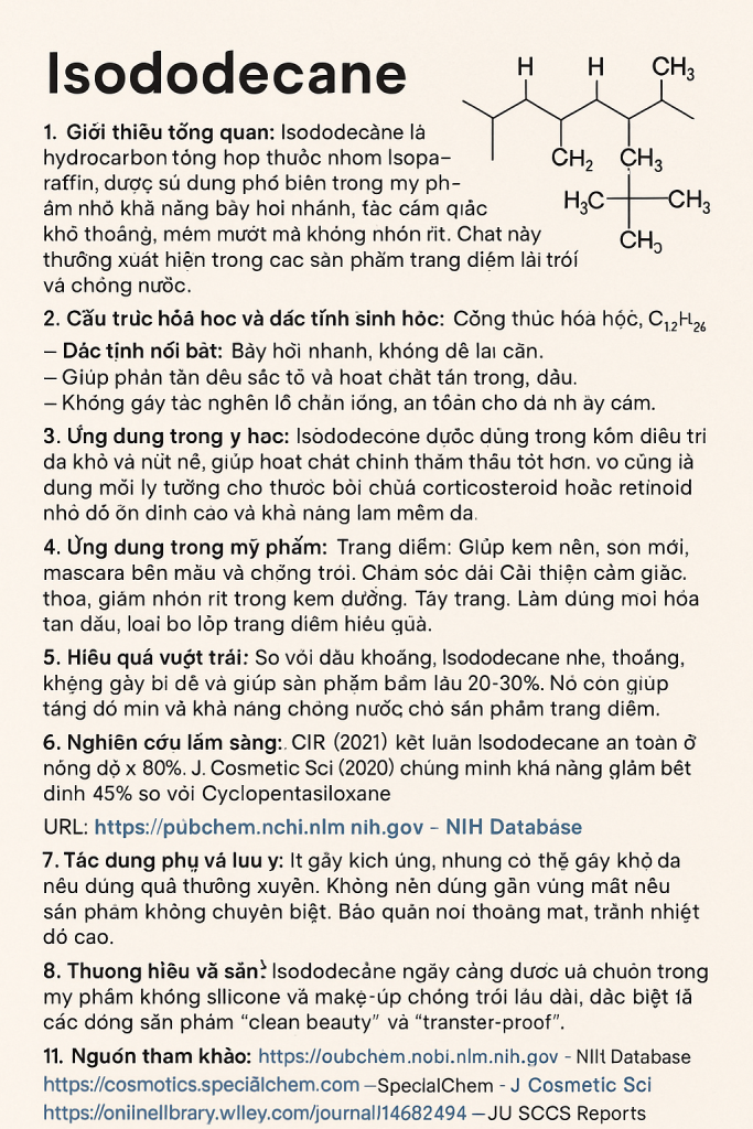 Isododecane La Hoat Chat Gi Cong Dung Trong Duoc My Pham