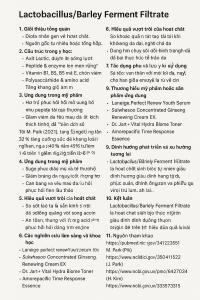 Lactobacillus Barley Ferment Filtrate La Hoat Chat Gi Cong Dung Trong Duoc My Pham