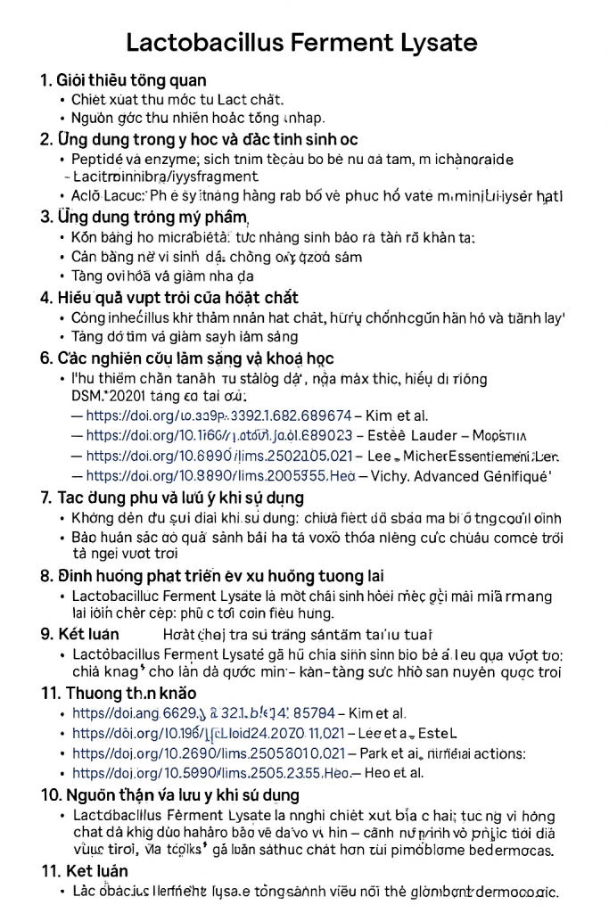 Lactobacillus Ferment Lysate La Hoat Chat Gi Cong Dung Trong Duoc My Pham