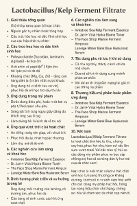 Lactobacillus Kelp Ferment Filtrate La Hoat Chat Gi Cong Dung Trong Duoc My Pham