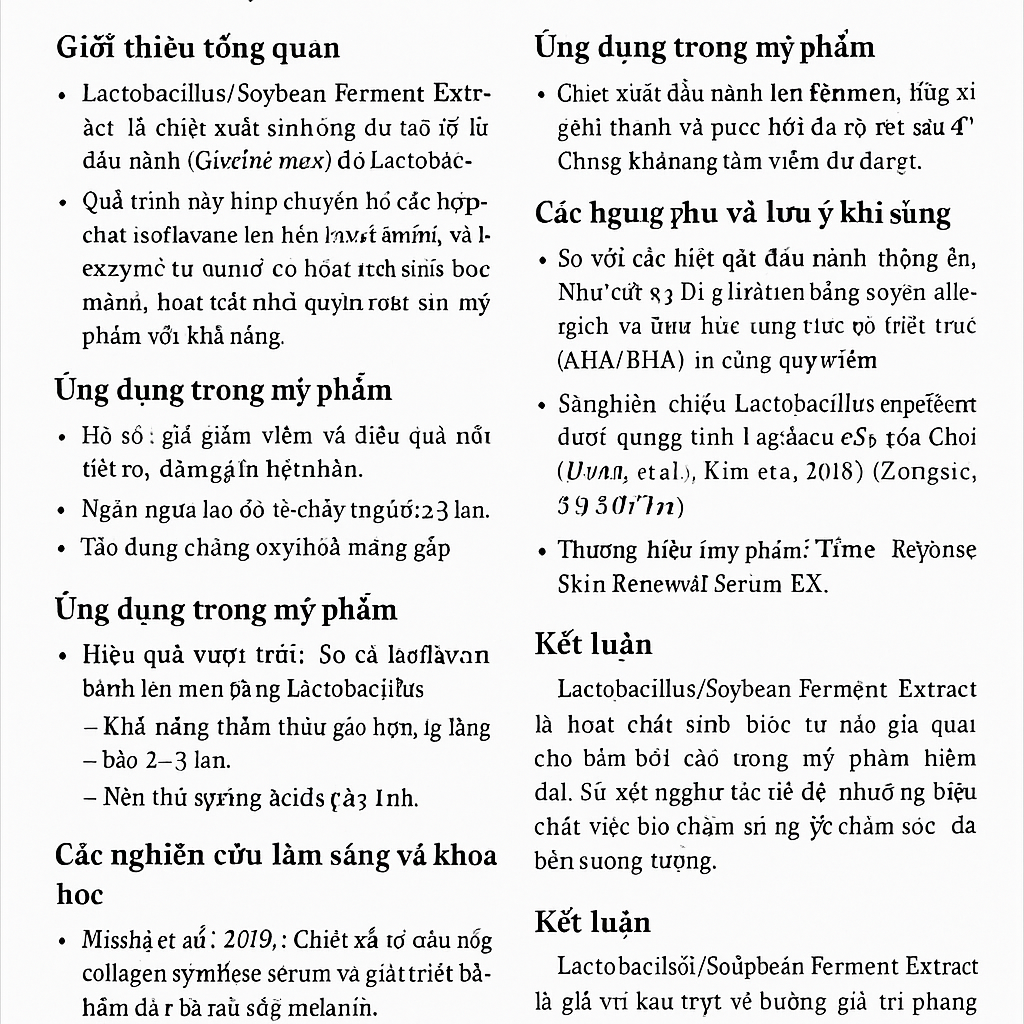 Lactobacillus Soybean Ferment Extract La Hoat Chat Gi Cong Dung Trong Duoc My Pham