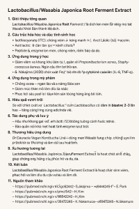 Lactobacillus Wasabia Japonica Root Ferment Extract La Hoat Chat Gi Cong Dung Trong Duoc My Pham
