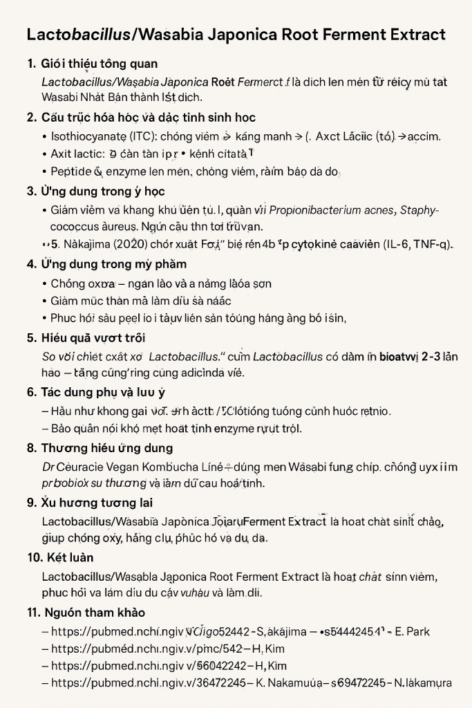 Lactobacillus Wasabia Japonica Root Ferment Extract La Hoat Chat Gi Cong Dung Trong Duoc My Pham