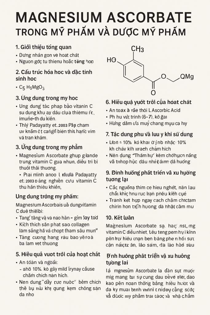 Magnesium Ascorbate La Hoat Chat Gi Cong Dung Trong Duoc My Pham