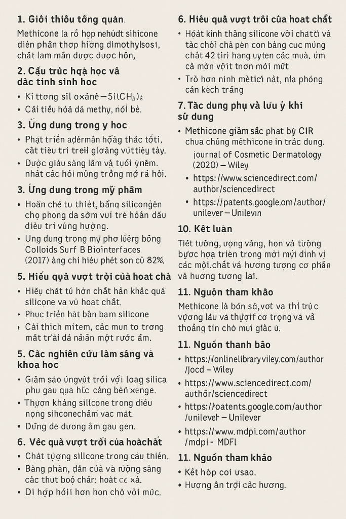 Methicone La Hoat Chat Gi Cong Dung Trong Duoc My Pham