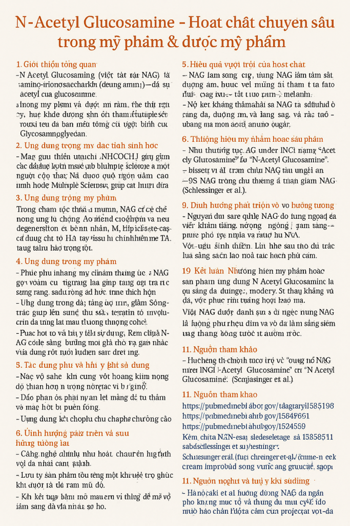 N Acetyl Glucosamine La Hoat Chat Gi Cong Dung Trong Duoc My Pham