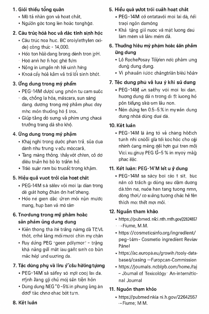 PEG 14M La Hoat Chat Gi Cong Dung Trong Duoc My Pham