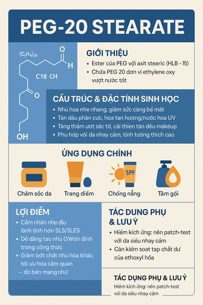 PEG-20 Stearate Là Hoạt Chất Gì, Công Dụng Trong Dược Mỹ Phẩm 2 PEG 20 Stearate La Hoat Chat Gi Cong Dung Trong Duoc My Pham