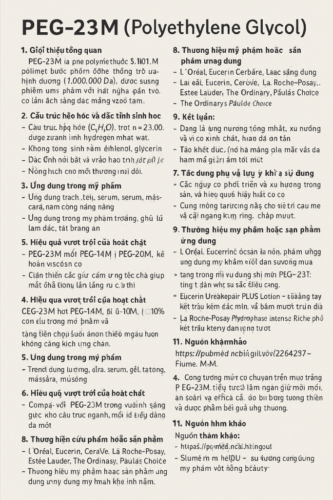 PEG 23M La Hoat Chat Gi Cong Dung Trong Duoc My Pham