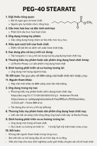 PEG 40 Stearate La Hoat Chat Gi Cong Dung Trong Duoc My Pham