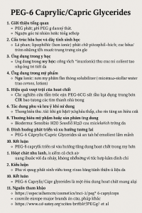 PEG 6 Caprylic Capric Glycerides La Hoat Chat Gi Cong Dung Trong Duoc My Pham