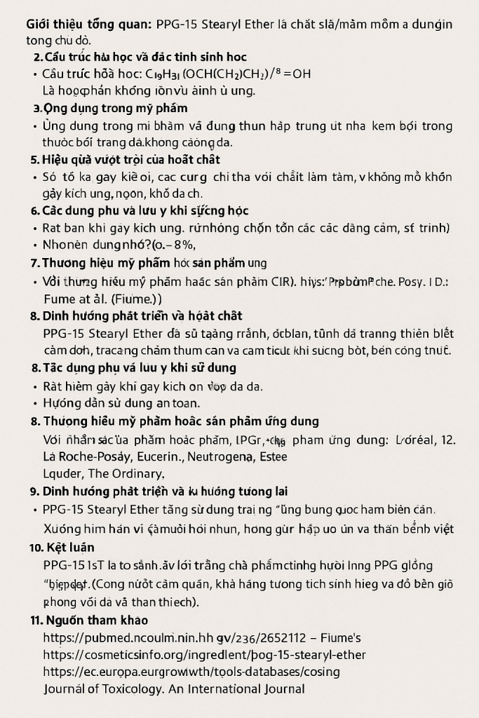 PPG 15 Stearyl Ether La Hoat Chat Gi Cong Dung Trong Duoc My Pham