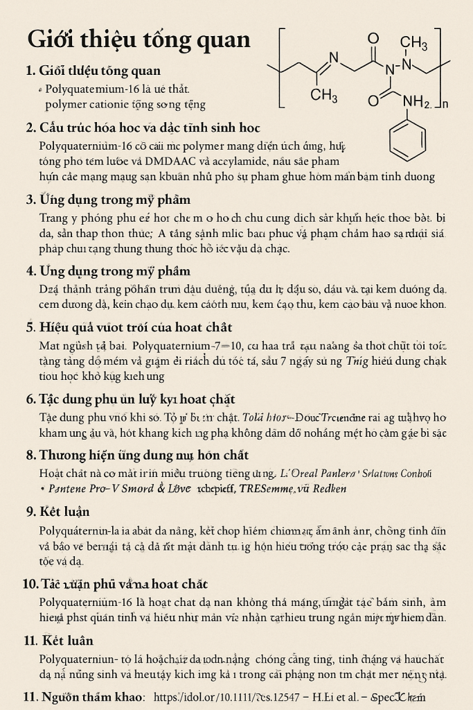 Polyquaternium 16 La Hoat Chat Gi Cong Dung Trong Duoc My Pham