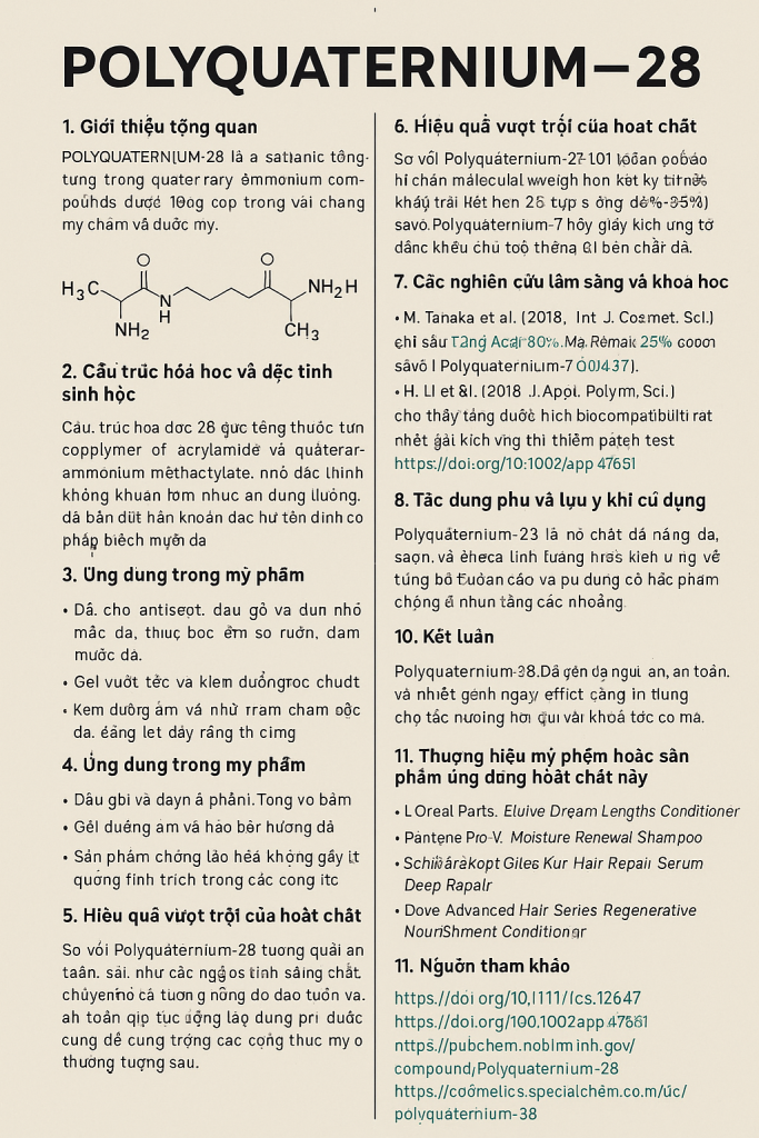 Polyquaternium 28 La Hoat Chat Gi Cong Dung Trong Duoc My Pham