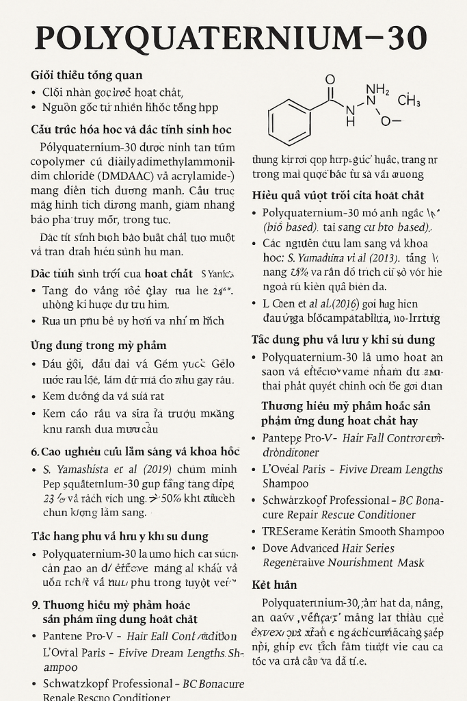 Polyquaternium 30 La Hoat Chat Gi Cong Dung Trong Duoc My Pham