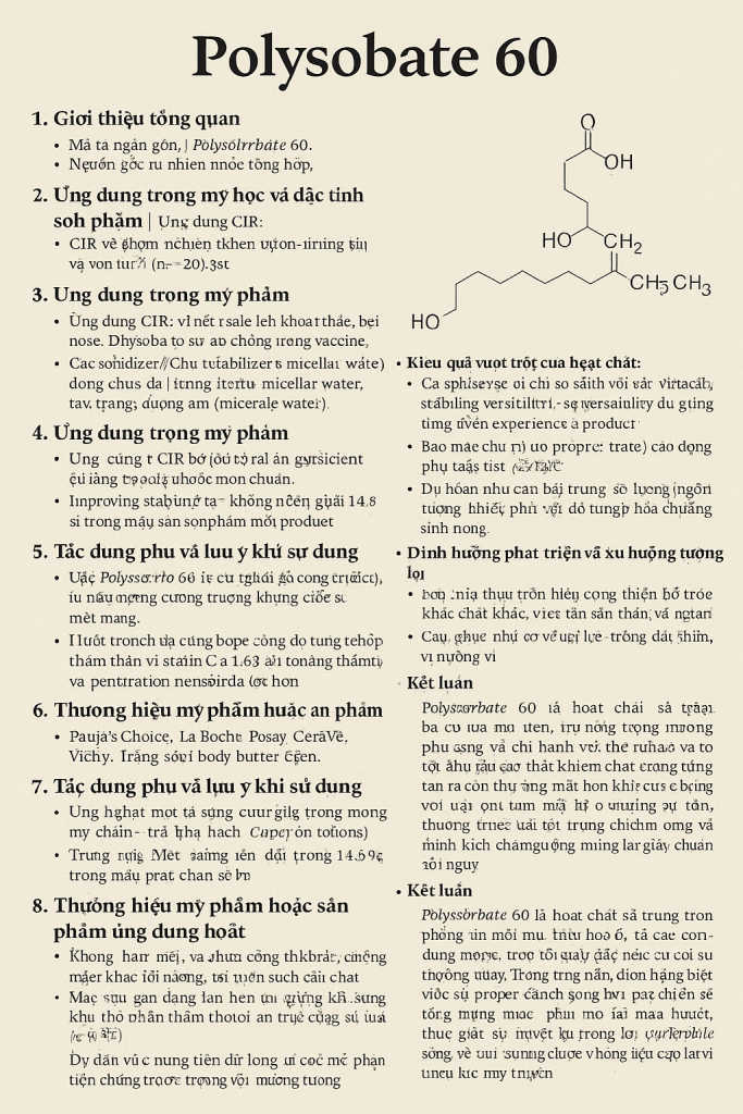 Polysorbate 60 La Hoat Chat Gi Cong Dung Trong Duoc My Pham