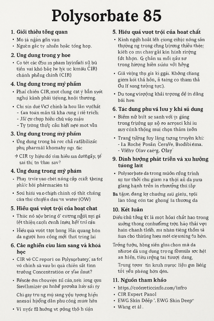 Polysorbate 85 La Hoat Chat Gi Cong Dung Trong Duoc My Pham