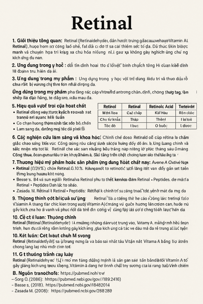 Retinal La Hoat Chat Gi Cong Dung Trong Duoc My Pham