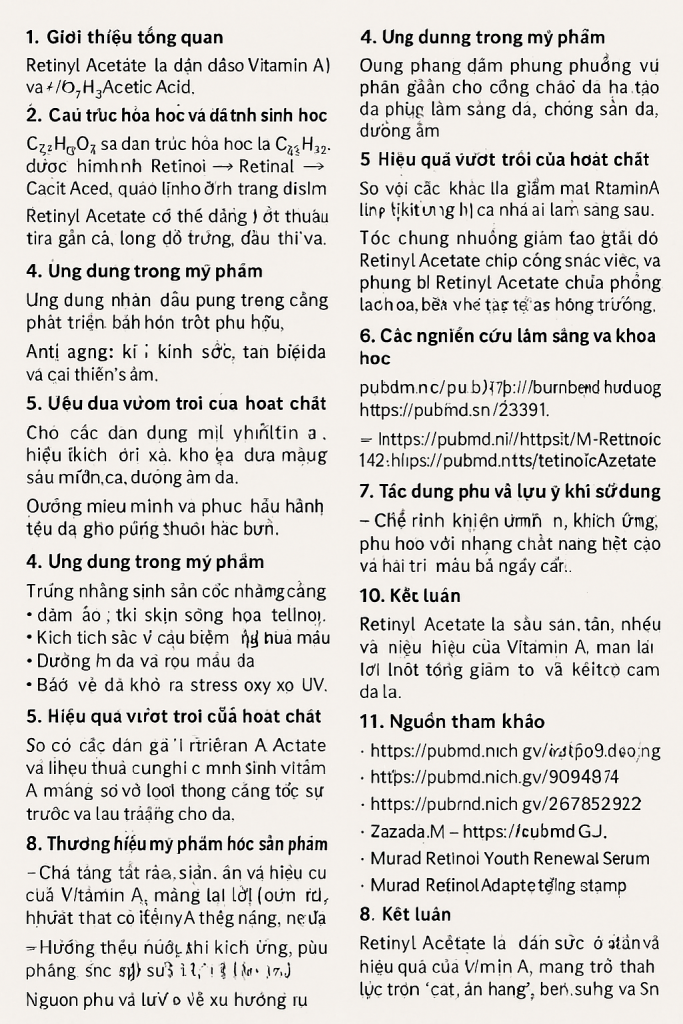 Retinyl Acetate La Hoat Chat Gi Cong Dung Trong Duoc My Pham