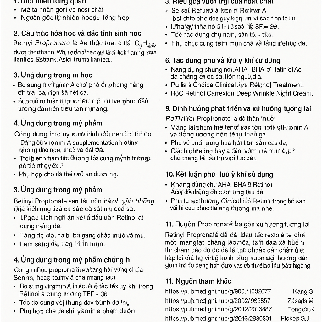 Retinyl Propionate La Hoat Chat Gi Cong Dung Trong Duoc My Pham