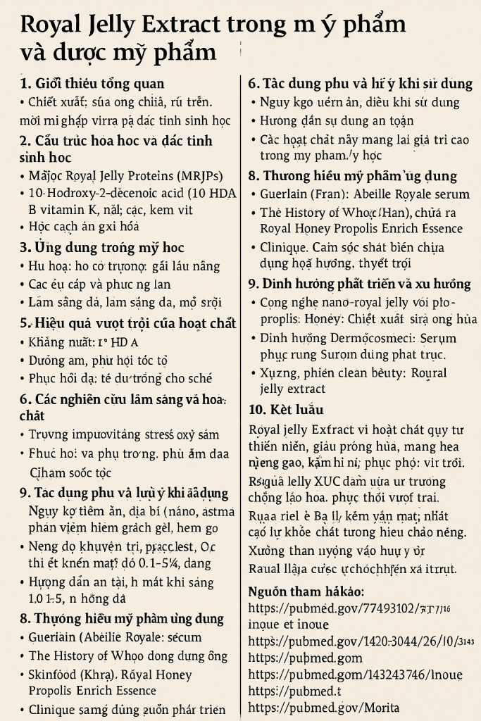 Royal Jelly Extract La Hoat Chat Gi Cong Dung Trong Duoc My Pham