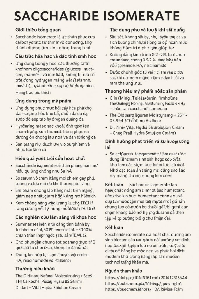 Saccharide Isomerate La Hoat Chat Gi Cong Dung Trong Duoc My Pham