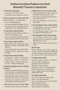 Sodium Acrylate Sodium Acryloyldimethyl Taurate Copolymer La Hoat Chat Gi Cong Dung Trong Duoc My Pham