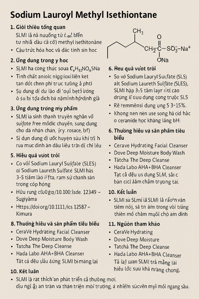 Sodium Lauroyl Methyl Isethionate La Hoat Chat Gi Cong Dung Trong Duoc My Pham