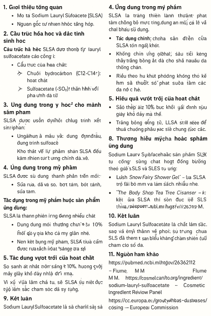 Sodium Lauryl Sulfoacetate La Hoat Chat Gi Cong Dung Trong Duoc My Pham