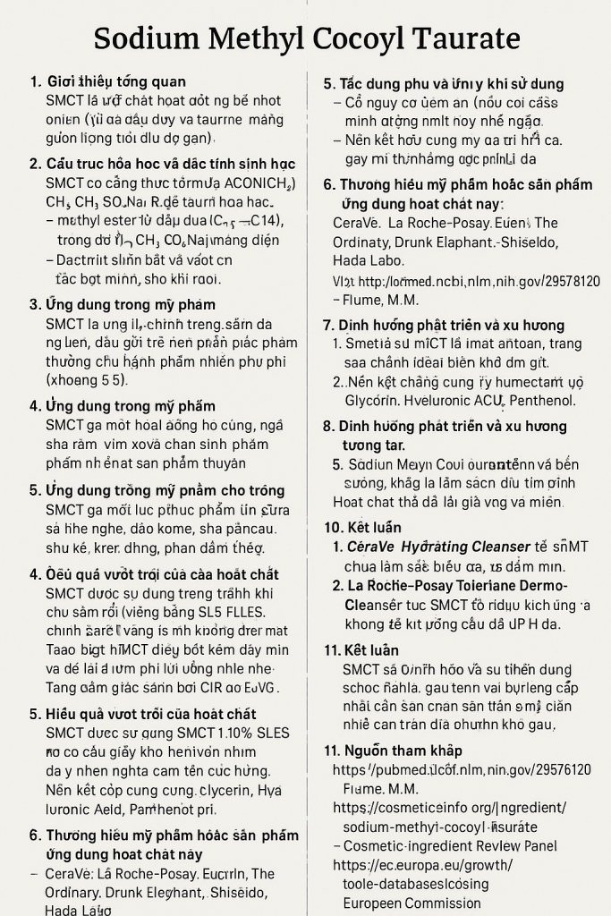 Sodium Methyl Cocoyl Taurate La Hoat Chat Gi Cong Dung Trong Duoc My Pham