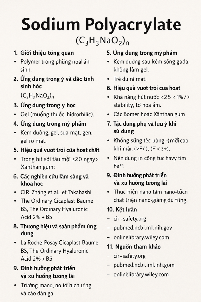 Sodium Polyacrylate La Hoat Chat Gi Cong Dung Trong Duoc My Pham