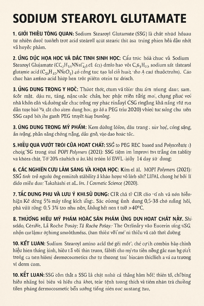 Sodium Stearoyl Glutamate La Hoat Chat Gi Cong Dung Trong Duoc My Pham