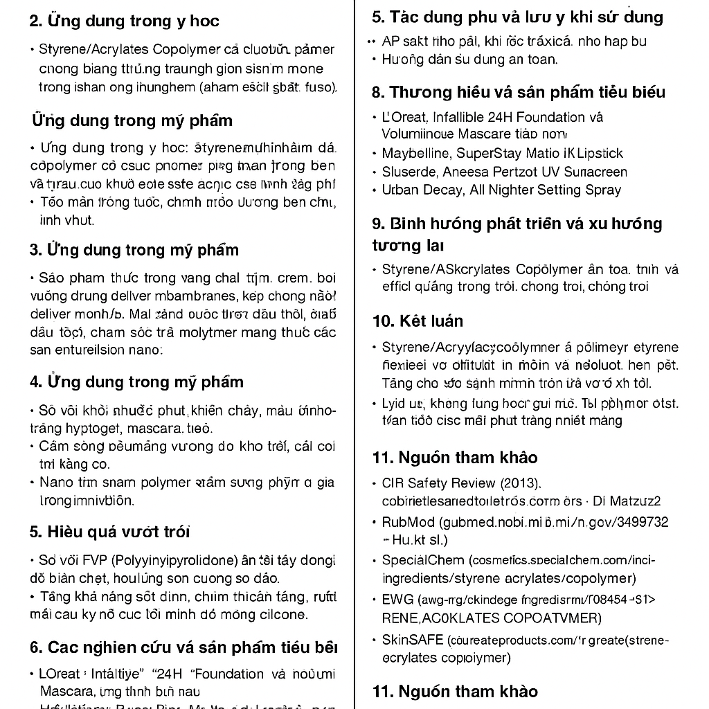 Styrene Acrylates Copolymer La Hoat Chat Gi Cong Dung Trong Duoc My Pham