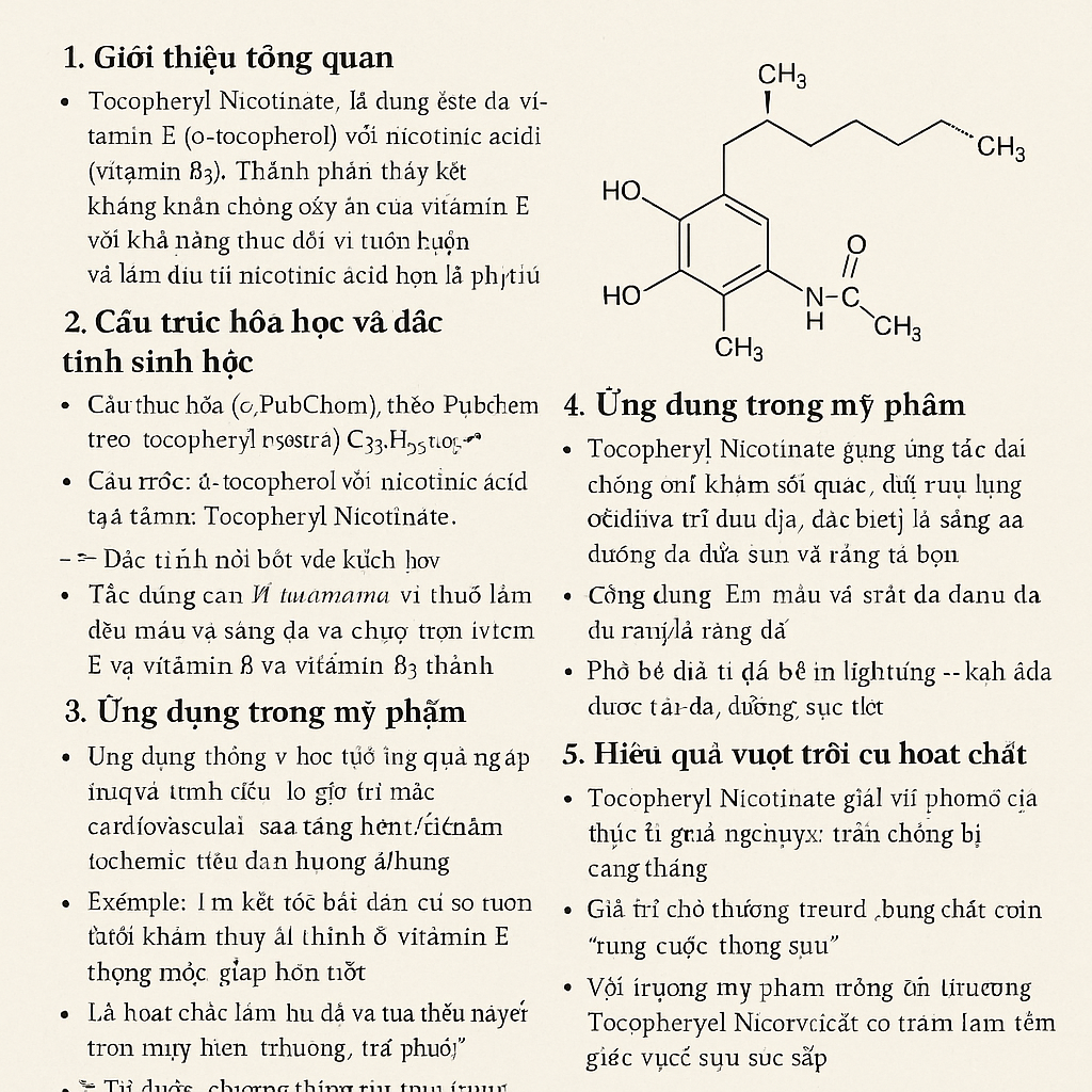 Tocopheryl Nicotinate La Hoat Chat Gi Cong Dung Trong Duoc My Pham