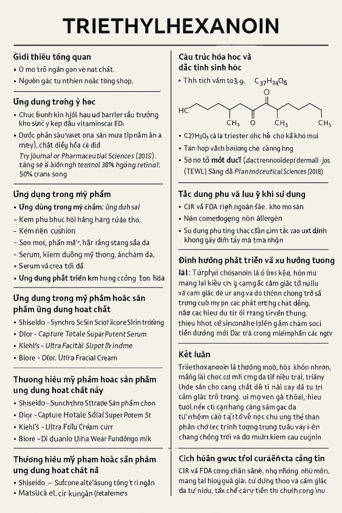 Triethylhexanoin La Hoat Chat Gi Cong Dung Trong Duoc My Pham
