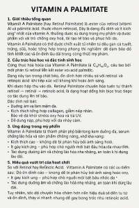 Vitamin A Palmitate La Hoat Chat Gi Cong Dung Trong Duoc My Pham