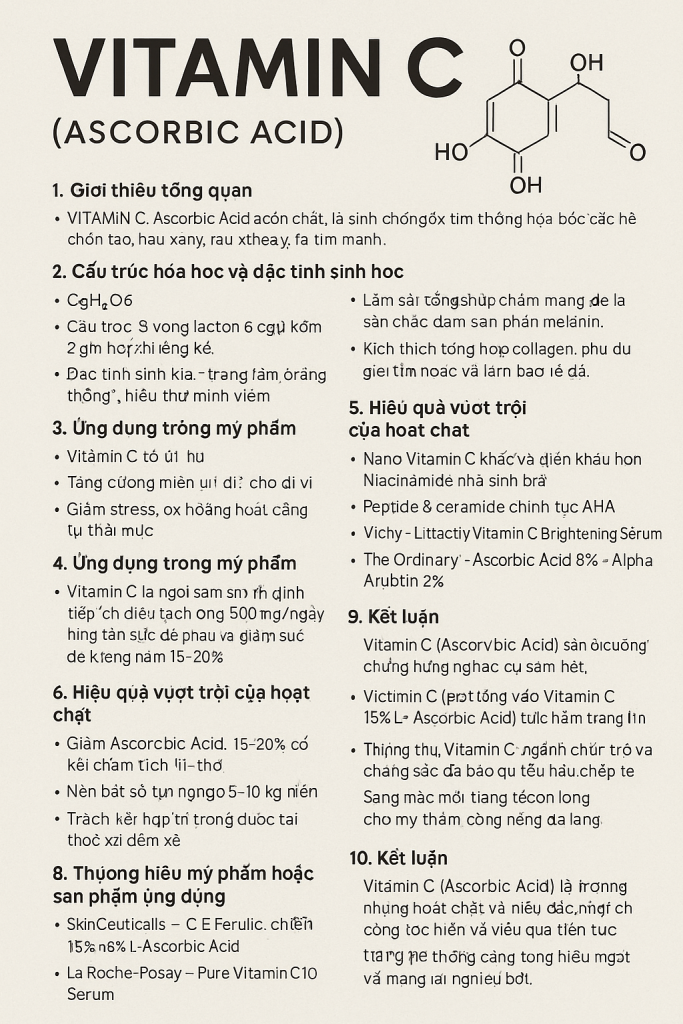 Vitamin C Ascorbic Acid La Hoat Chat Gi Cong Dung Trong Duoc My Pham