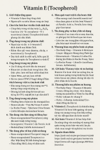 Vitamin E Tocopherol La Hoat Chat Gi Cong Dung Trong Duoc My Pham
